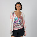 White Y2K Latty Lie Long Sleeve Top (S)