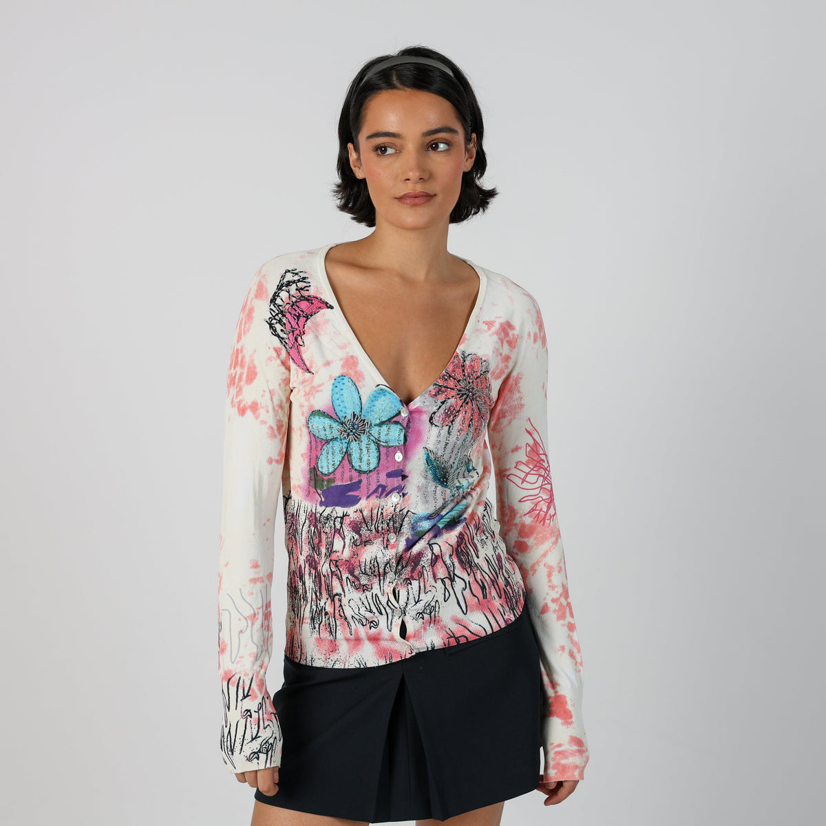 White Y2K Latty Lie Long Sleeve Top (S)