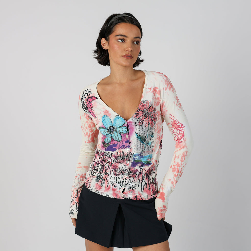 White Y2K Latty Lie Long Sleeve Top (S)