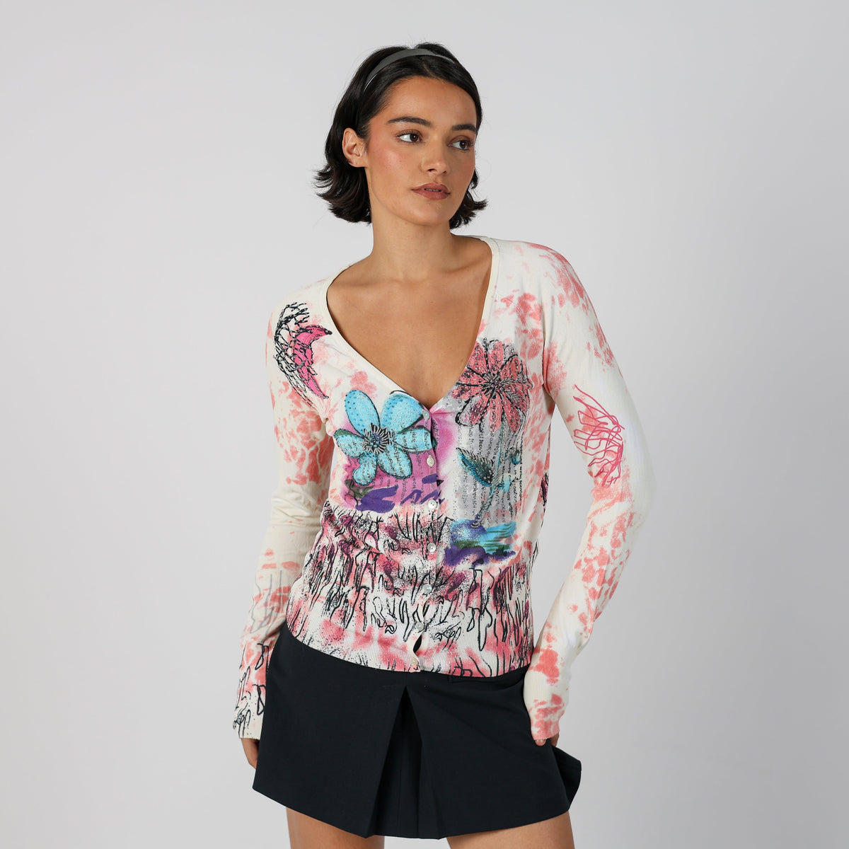 White Y2K Latty Lie Long Sleeve Top (S)