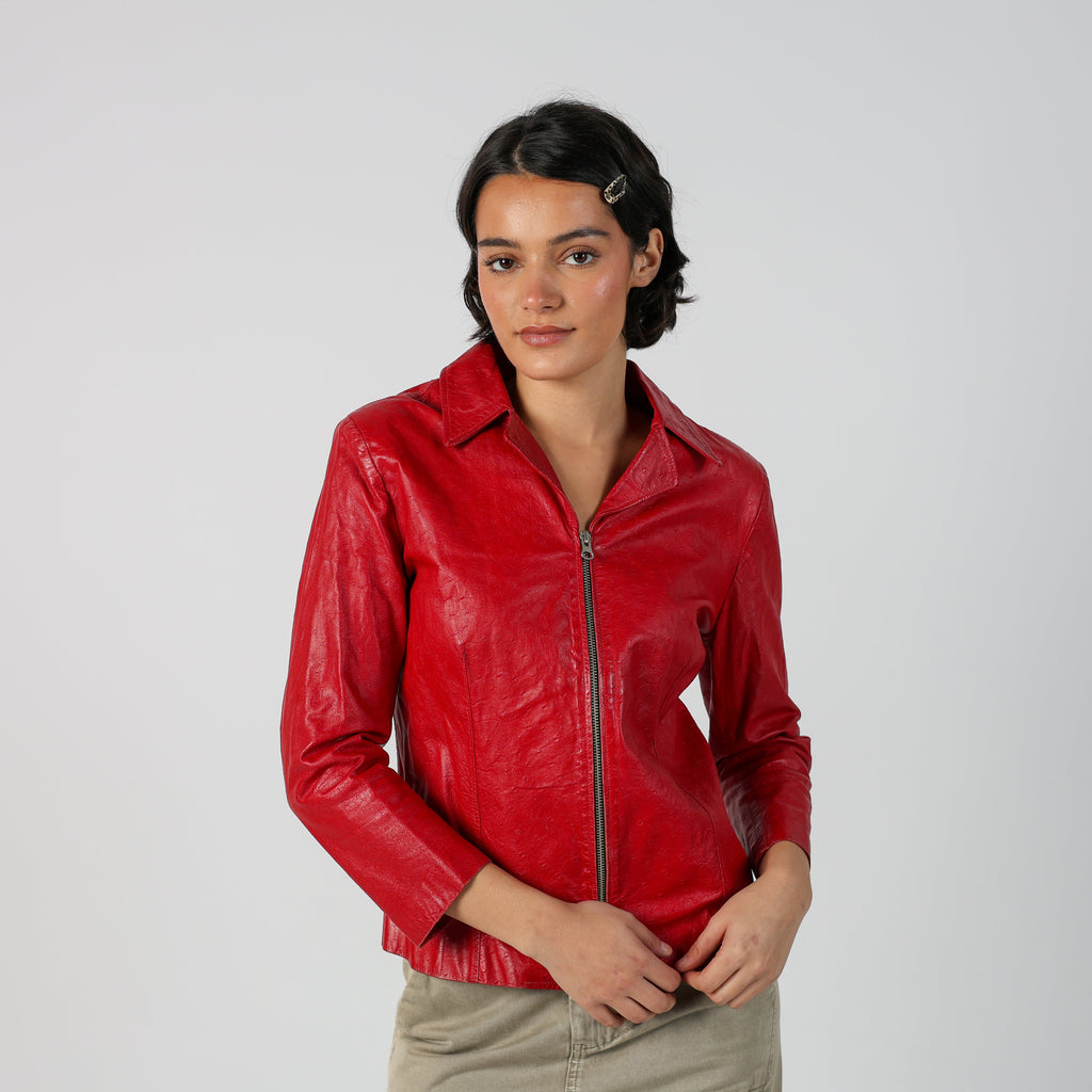Red Y2K Exo Leather Jacket (S)