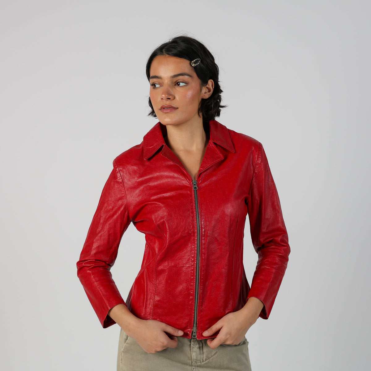 Red Y2K Exo Leather Jacket (S)
