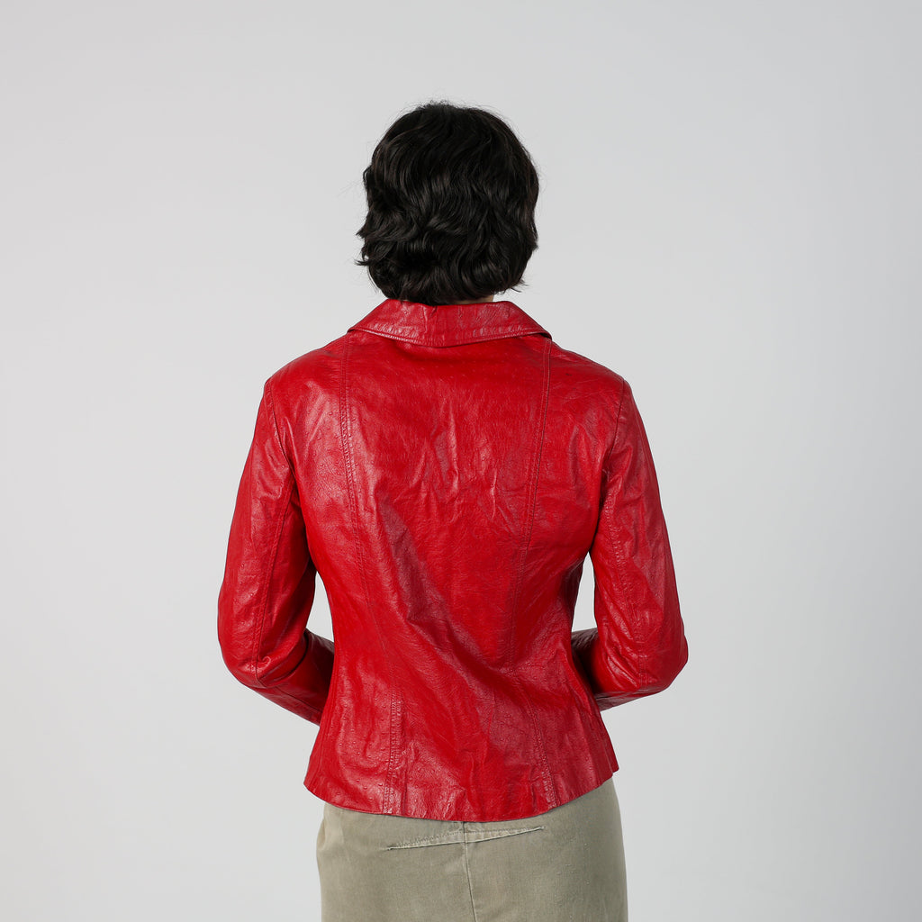 Red Y2K Exo Leather Jacket (S)