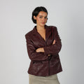 Burgundy Red Y2K Made in Italy Leather Jacket (M)