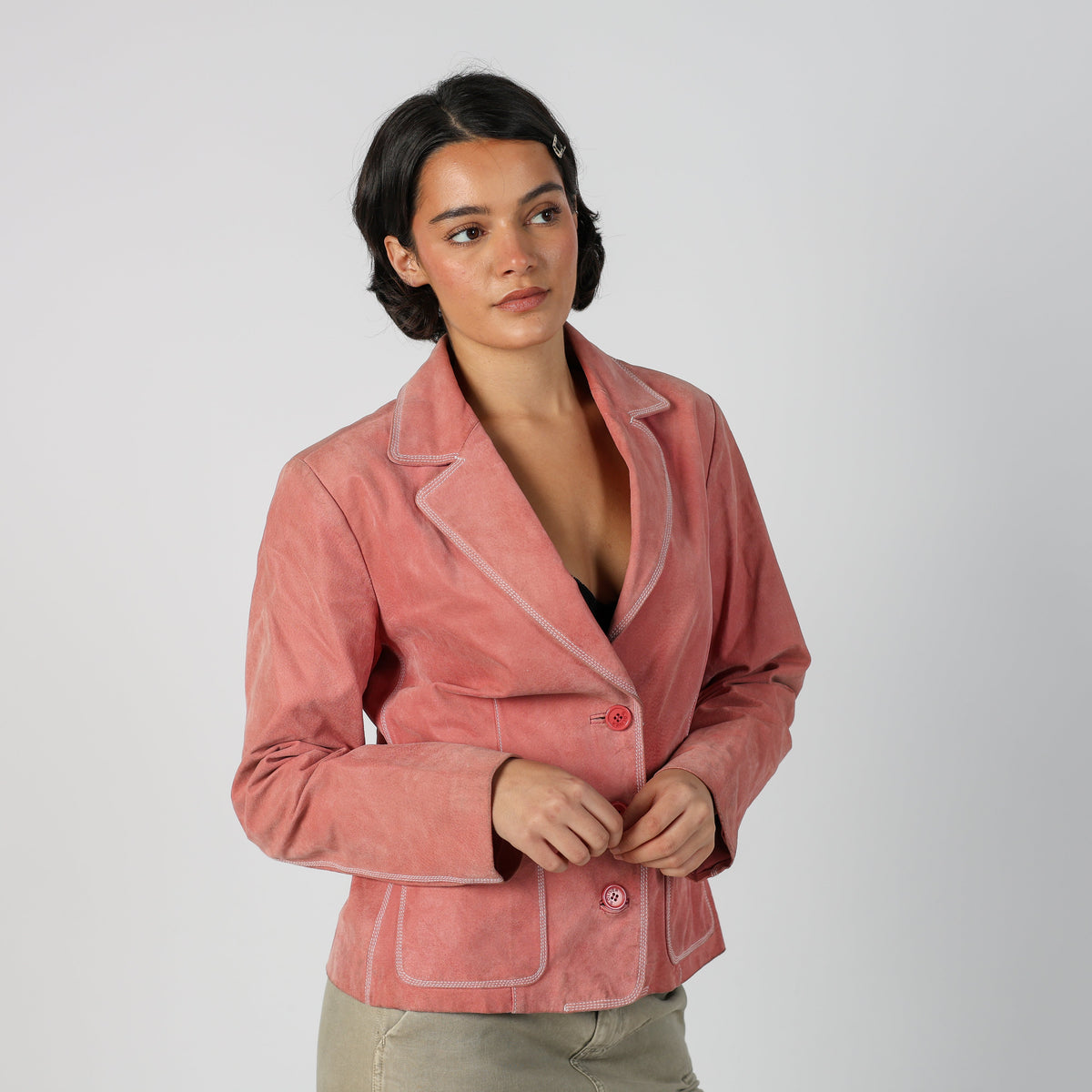 Baby Pink Y2K s.Oliver Suede Jacket (L)