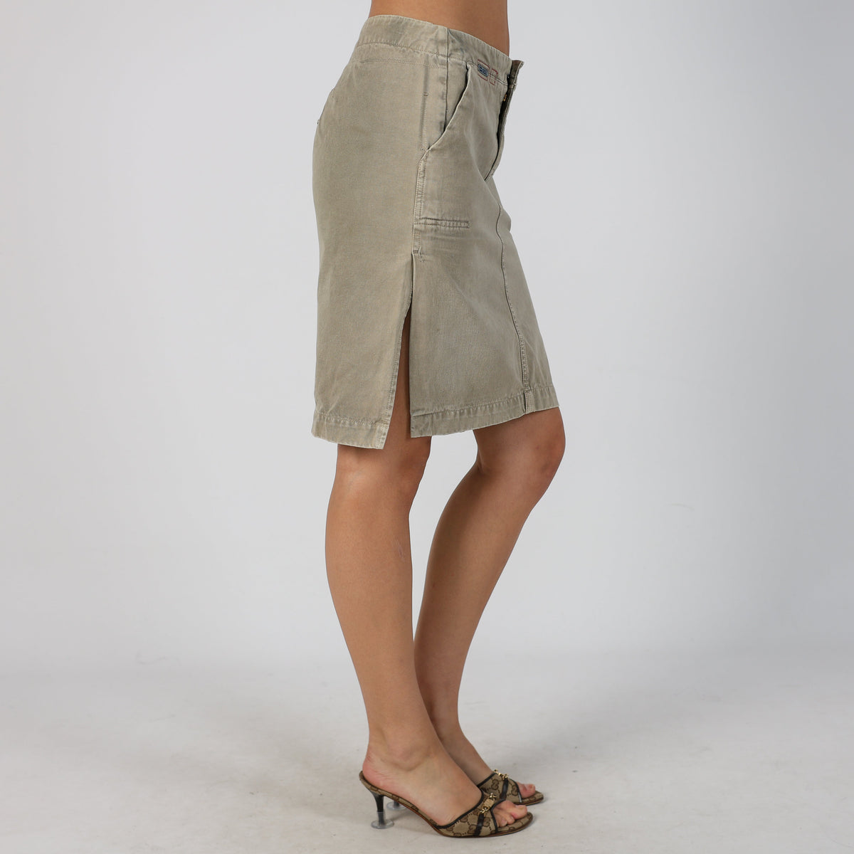 Beige Y2K Diesel Denim Midi Skirt (S)