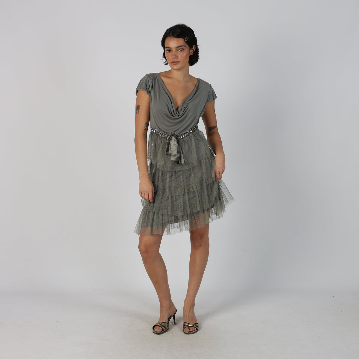 Grey Y2K Liu Jo Woven Midi Dress (S)