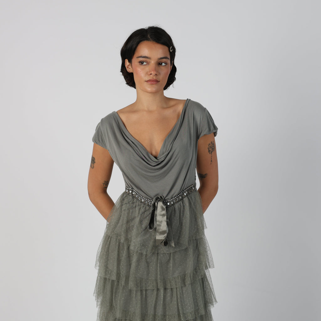 Grey Y2K Liu Jo Woven Midi Dress (S)