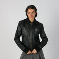 Black Y2K OVS Leather Jacket (M)