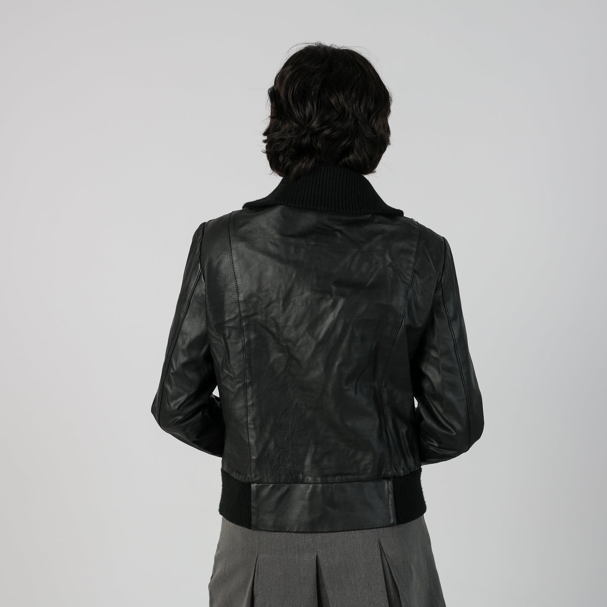 Black Y2K OVS Leather Jacket (M)