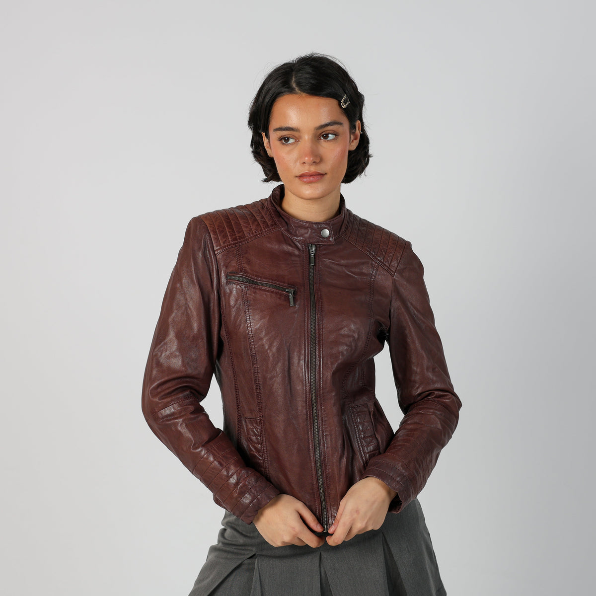 Brown Y2K Manguun Leather Jacket (S)