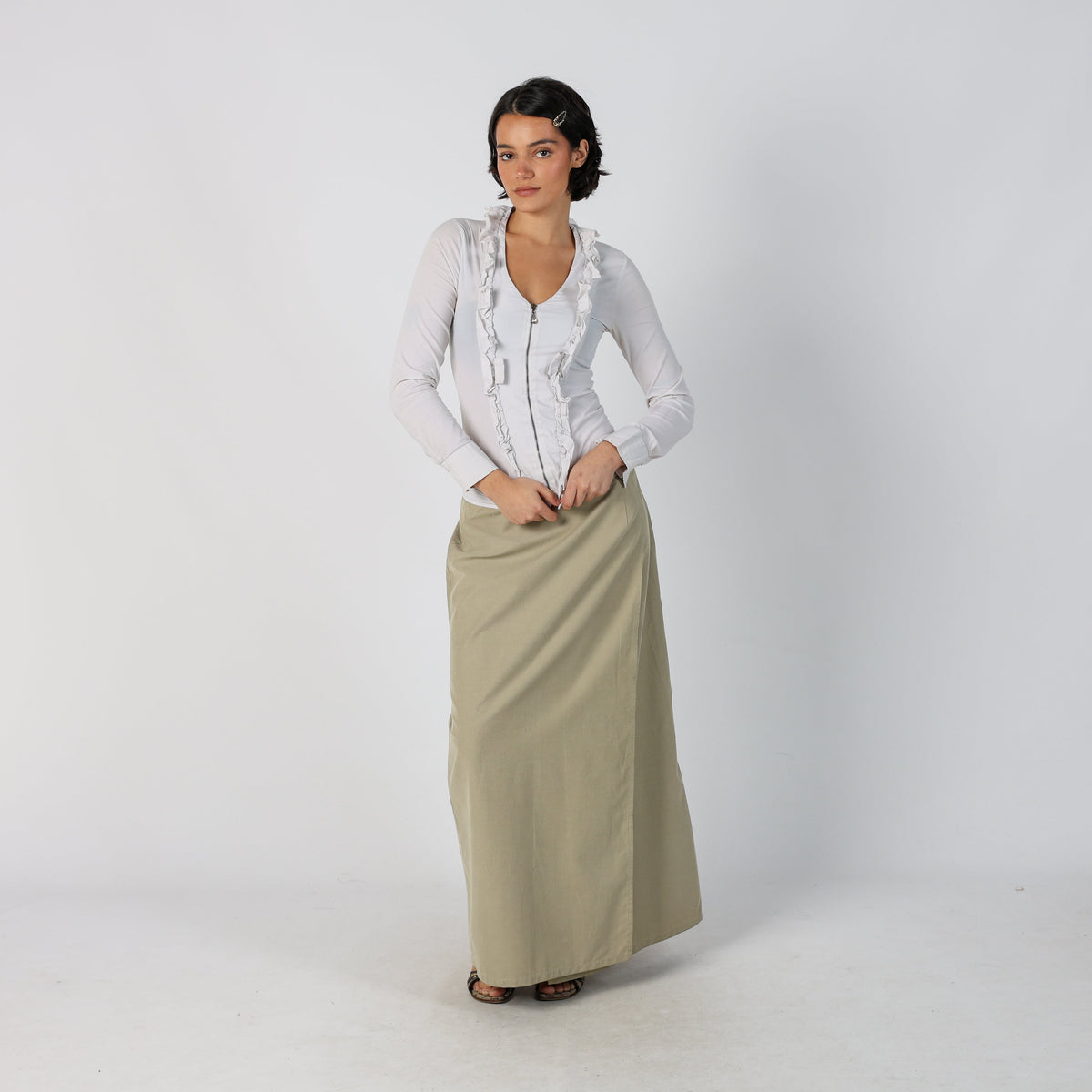 Beige Y2K Store Jeans Wrap Skirt (M)