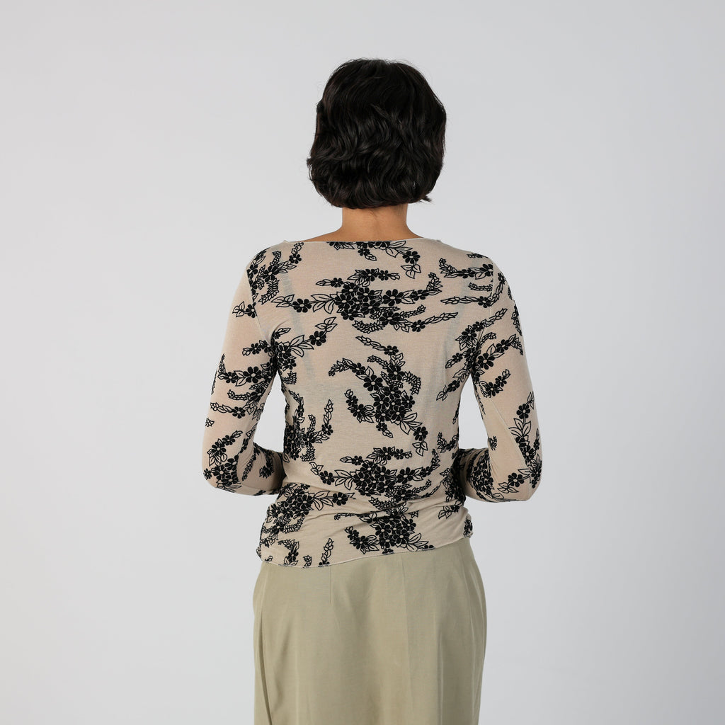 Beige Y2K Mesh Top Semi sheer (S)