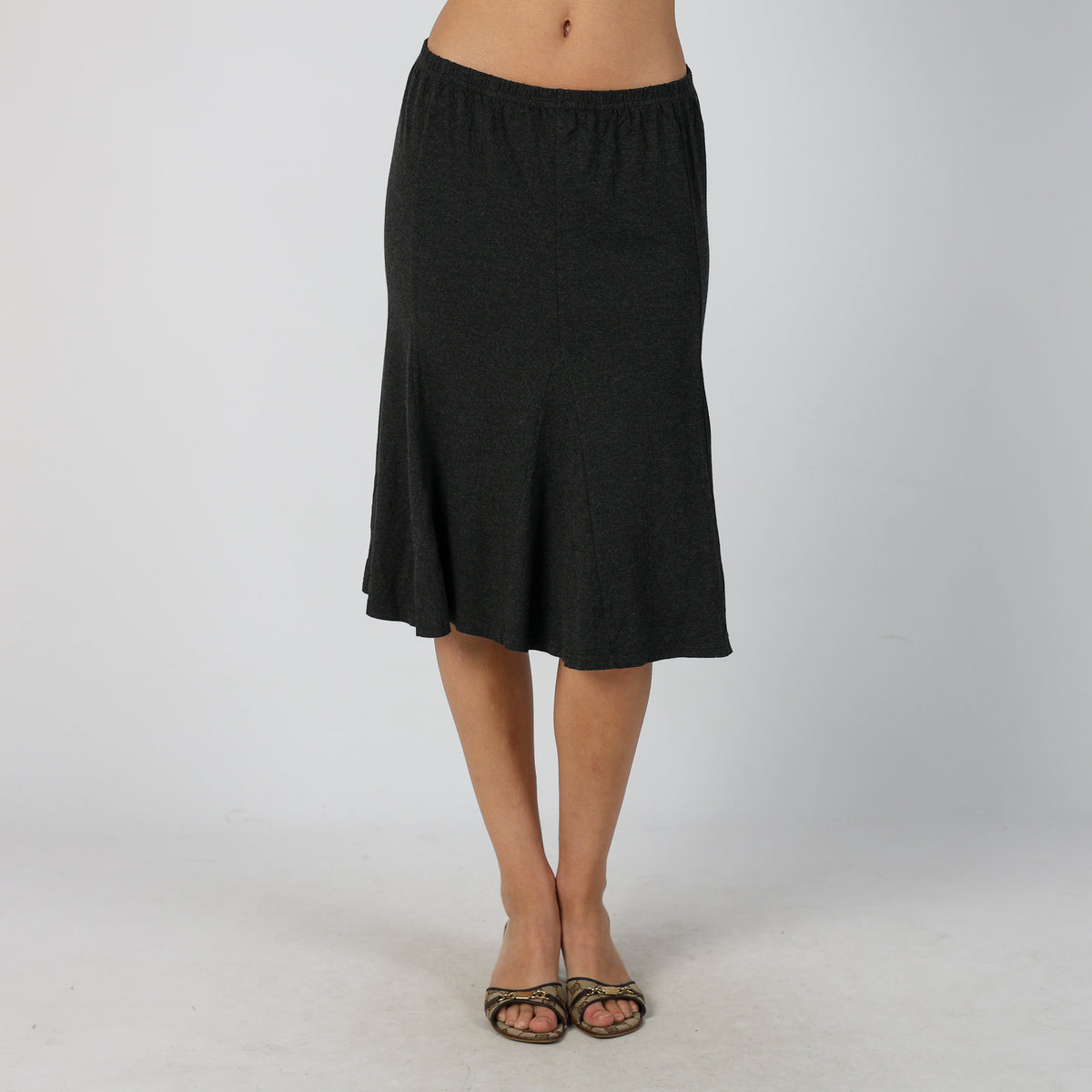 Charcoal Grey Y2K Made in Italy Woven Midi Skirt (M)