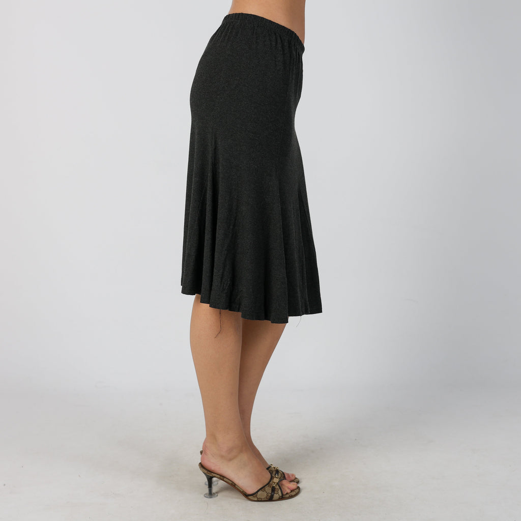 Charcoal Grey Y2K Made in Italy Woven Midi Skirt (M)