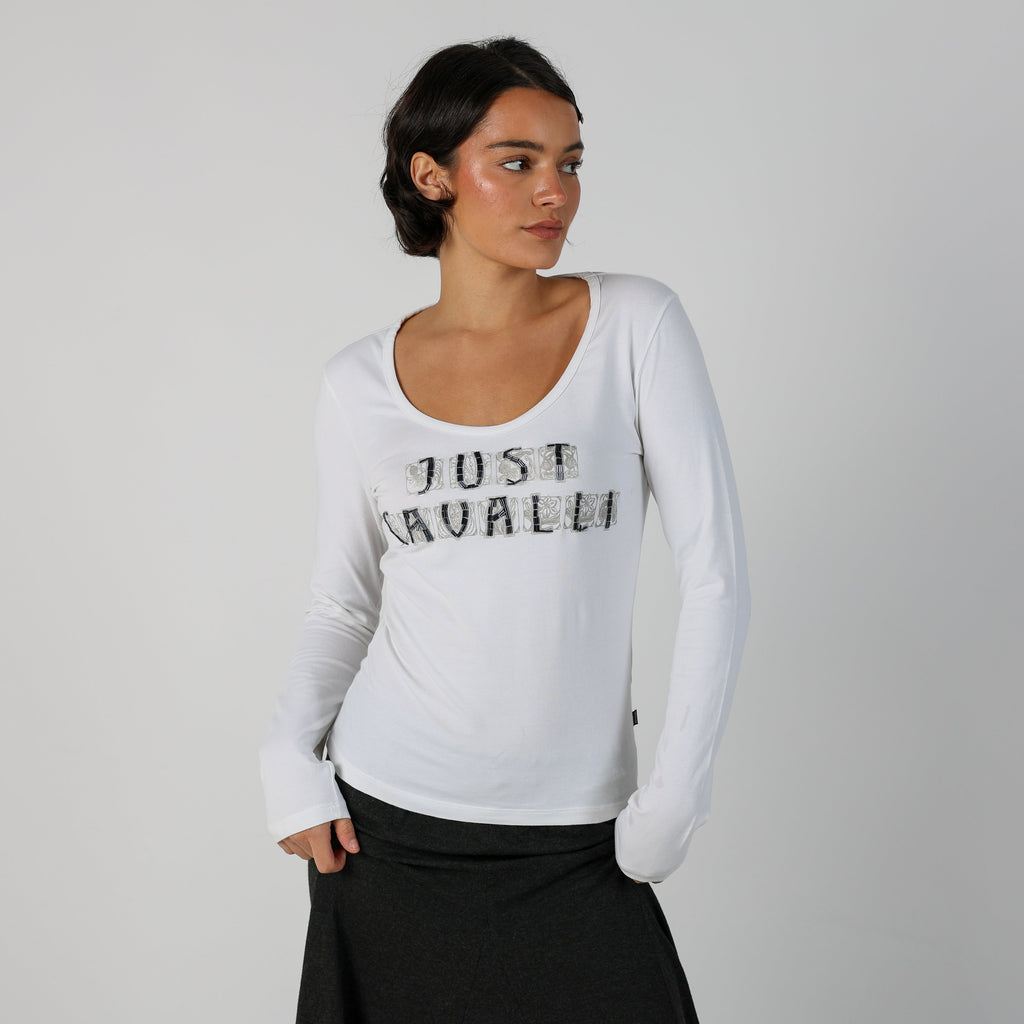 White Y2K Just Cavalli Long Sleeve Top (S)