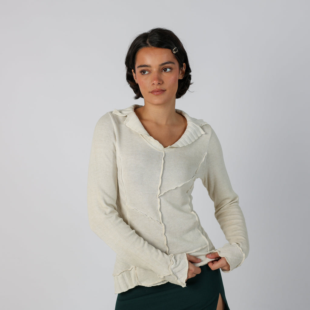 Cream Y2K Long Sleeve Top (S)