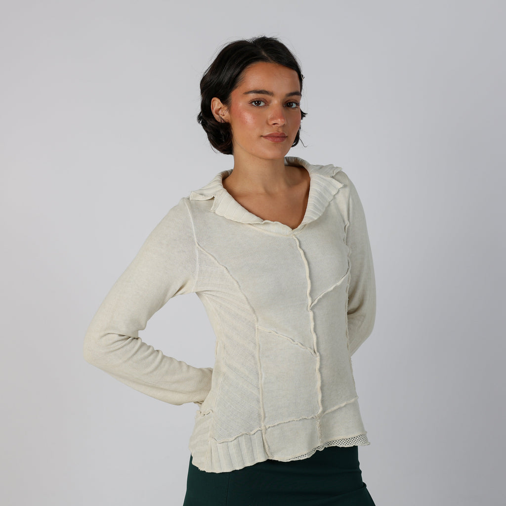 Cream Y2K Long Sleeve Top (S)