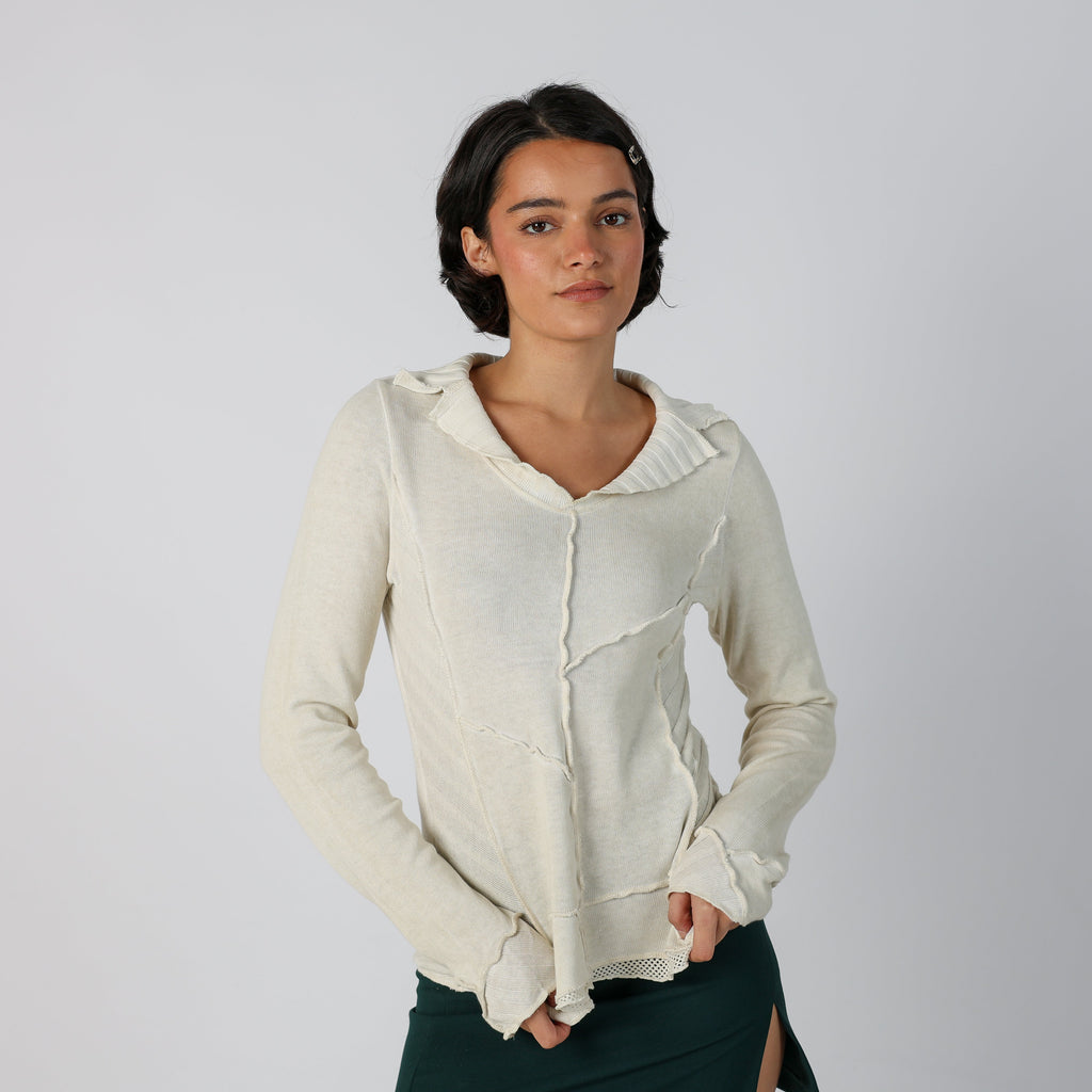 Cream Y2K Long Sleeve Top (S)