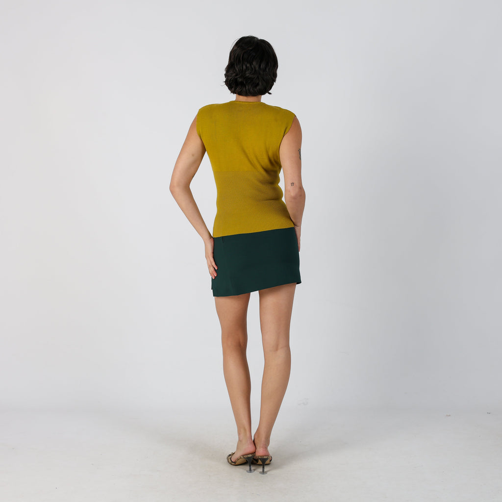 Dark Green Y2K United Colors of Benetton Woven Mini Skirt (XXS)