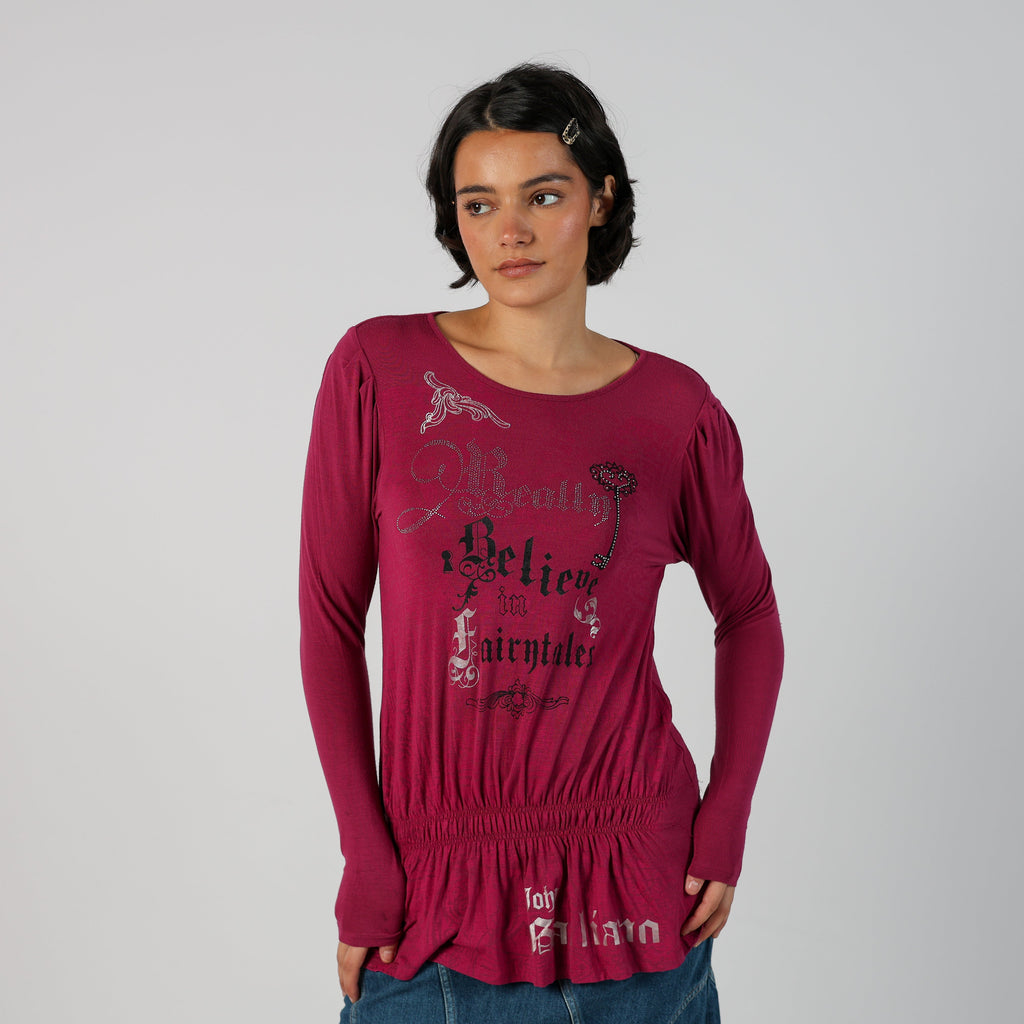 Pink Y2K John Galliano Long Sleeve Top (M)
