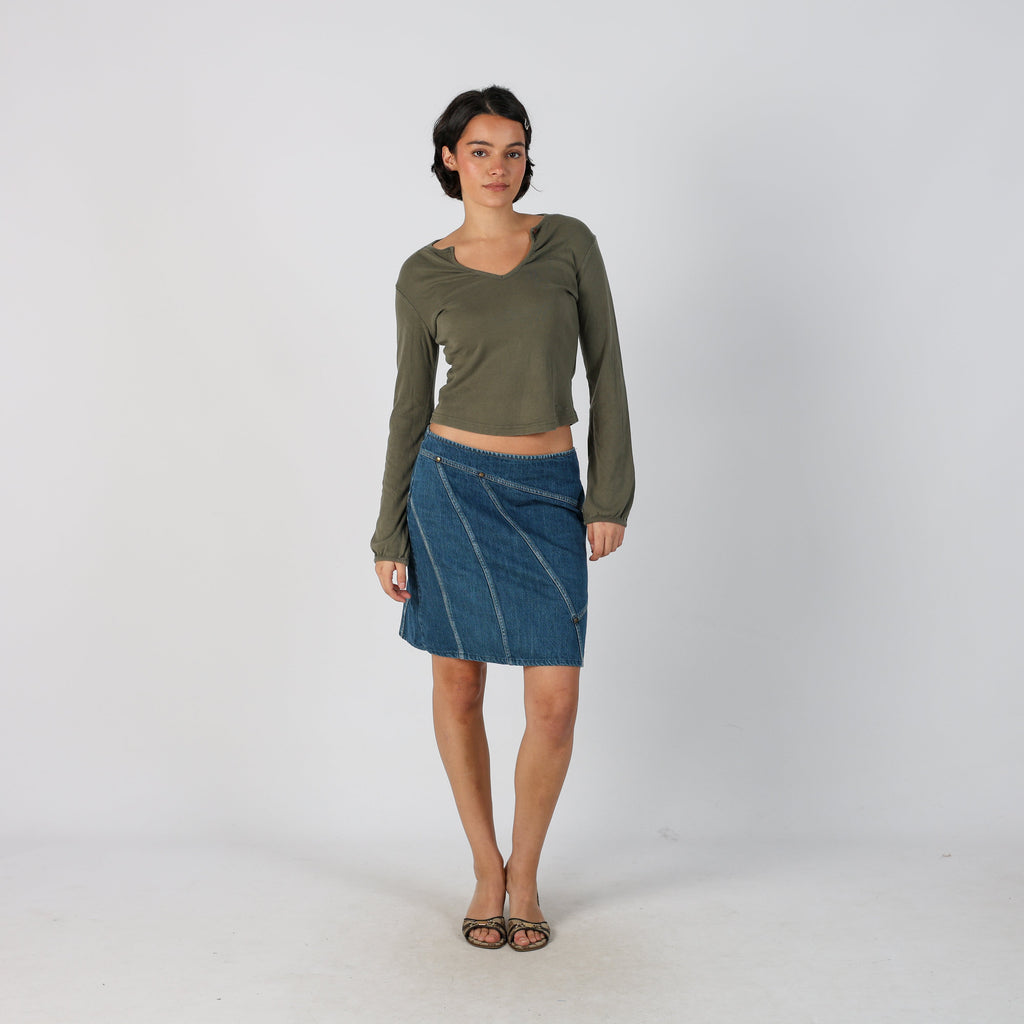 Blue Y2K Sisley Denim Midi Skirt (M)