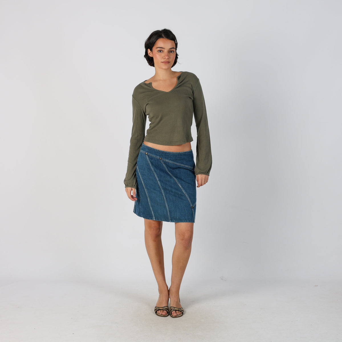 Blue Y2K Sisley Denim Midi Skirt (M)