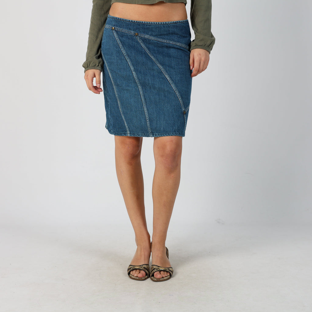 Blue Y2K Sisley Denim Midi Skirt (M)