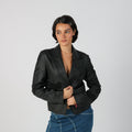 Black Y2K Conbipel Leather Jacket (M)