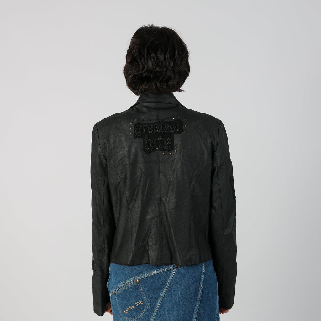 Black Y2K Conbipel Leather Jacket (M)