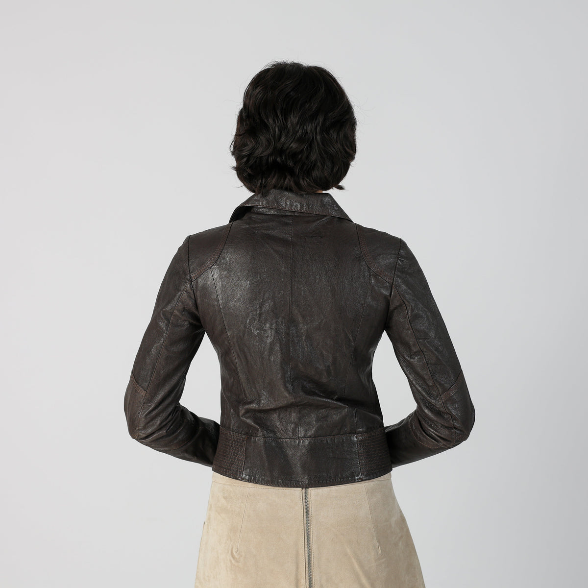 Brown Y2K Leather Jacket (S)