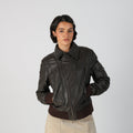 Brown Y2K Promod Leather Jacket (M)