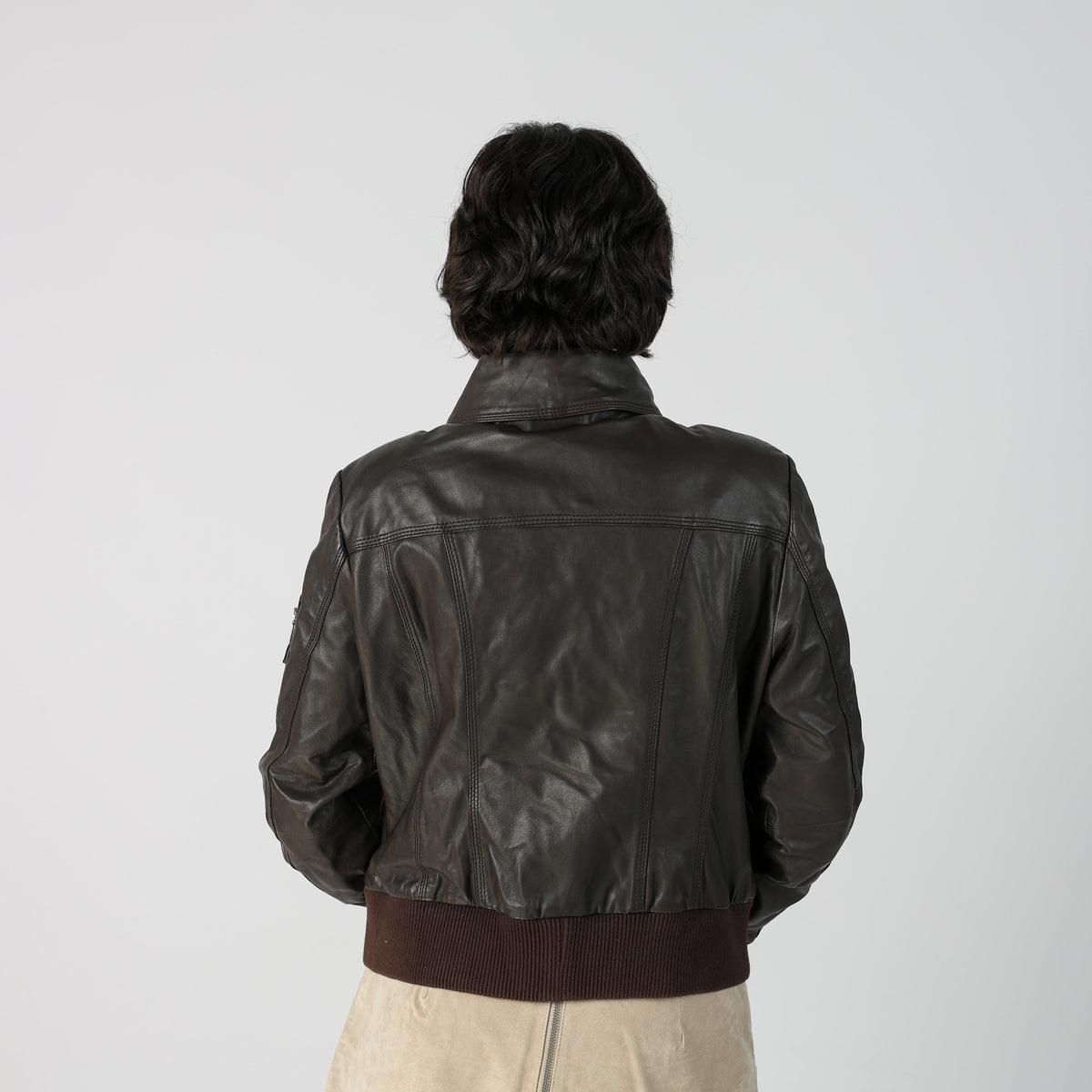 Brown Y2K Promod Leather Jacket (M)