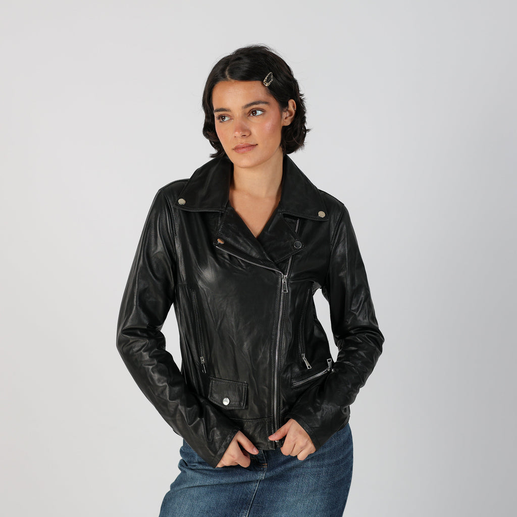 Black Y2K Vera Pelle Leather Jacket (S)