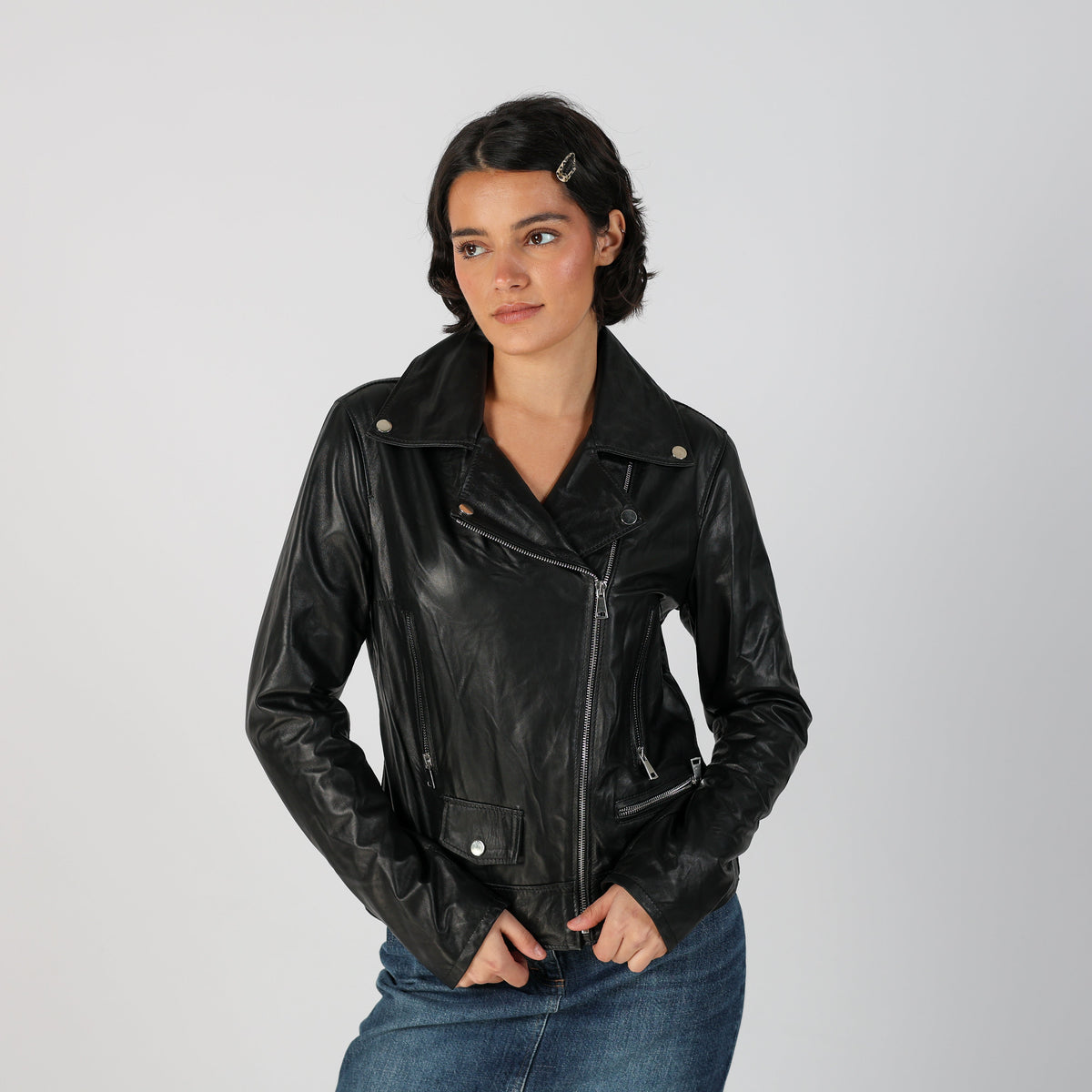 Black Y2K Vera Pelle Leather Jacket (S)
