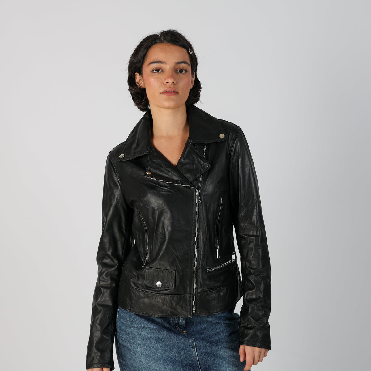 Black Y2K Vera Pelle Leather Jacket (S)