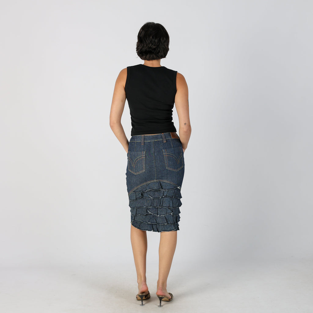Blue Y2K Denim Midi Skirt (S)