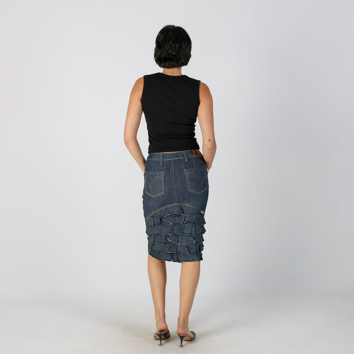 Blue Y2K Denim Midi Skirt (S)
