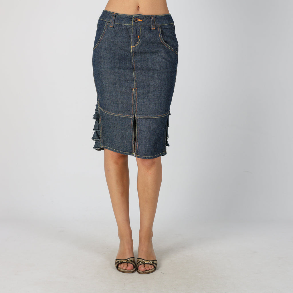 Blue Y2K Denim Midi Skirt (S)
