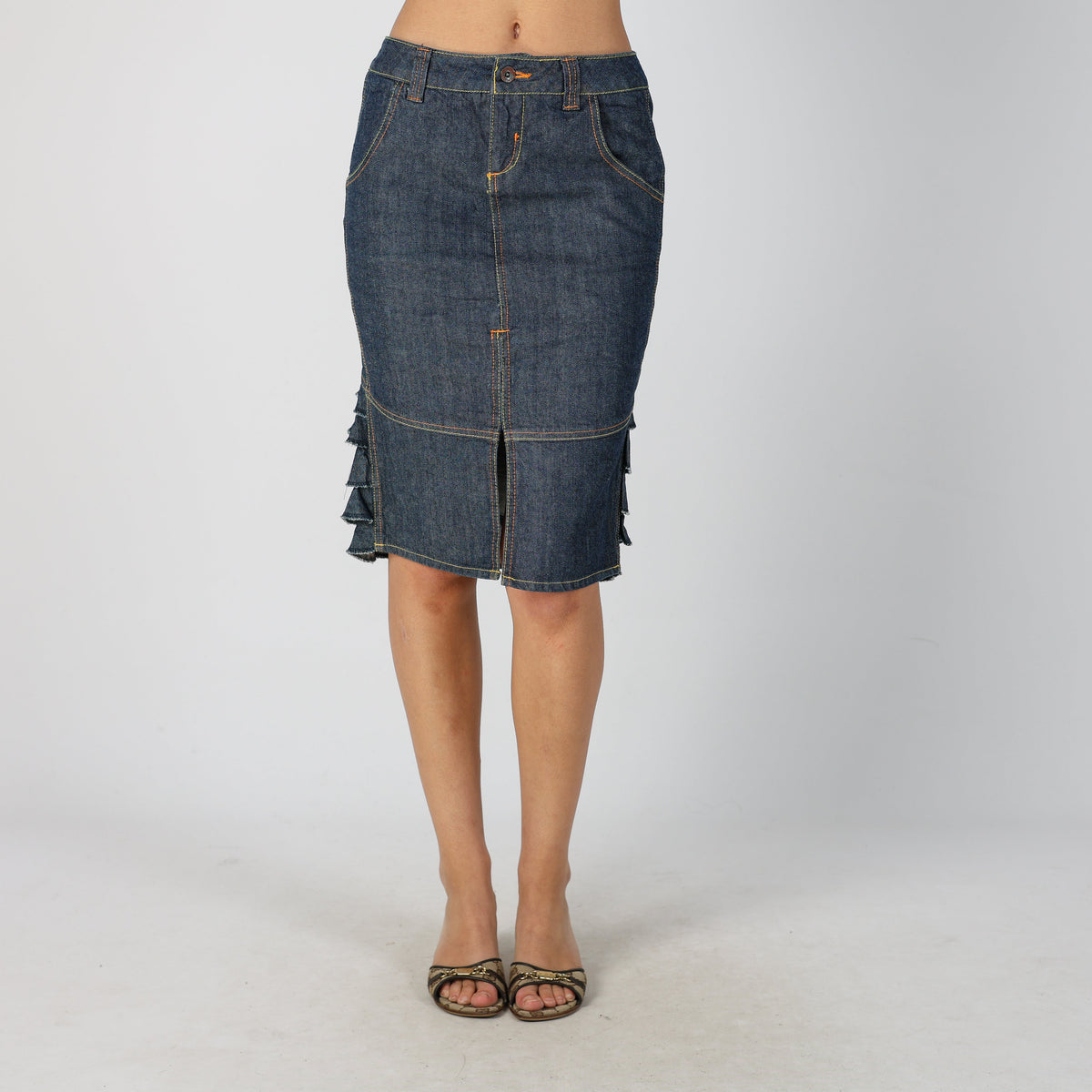 Blue Y2K Denim Midi Skirt (S)