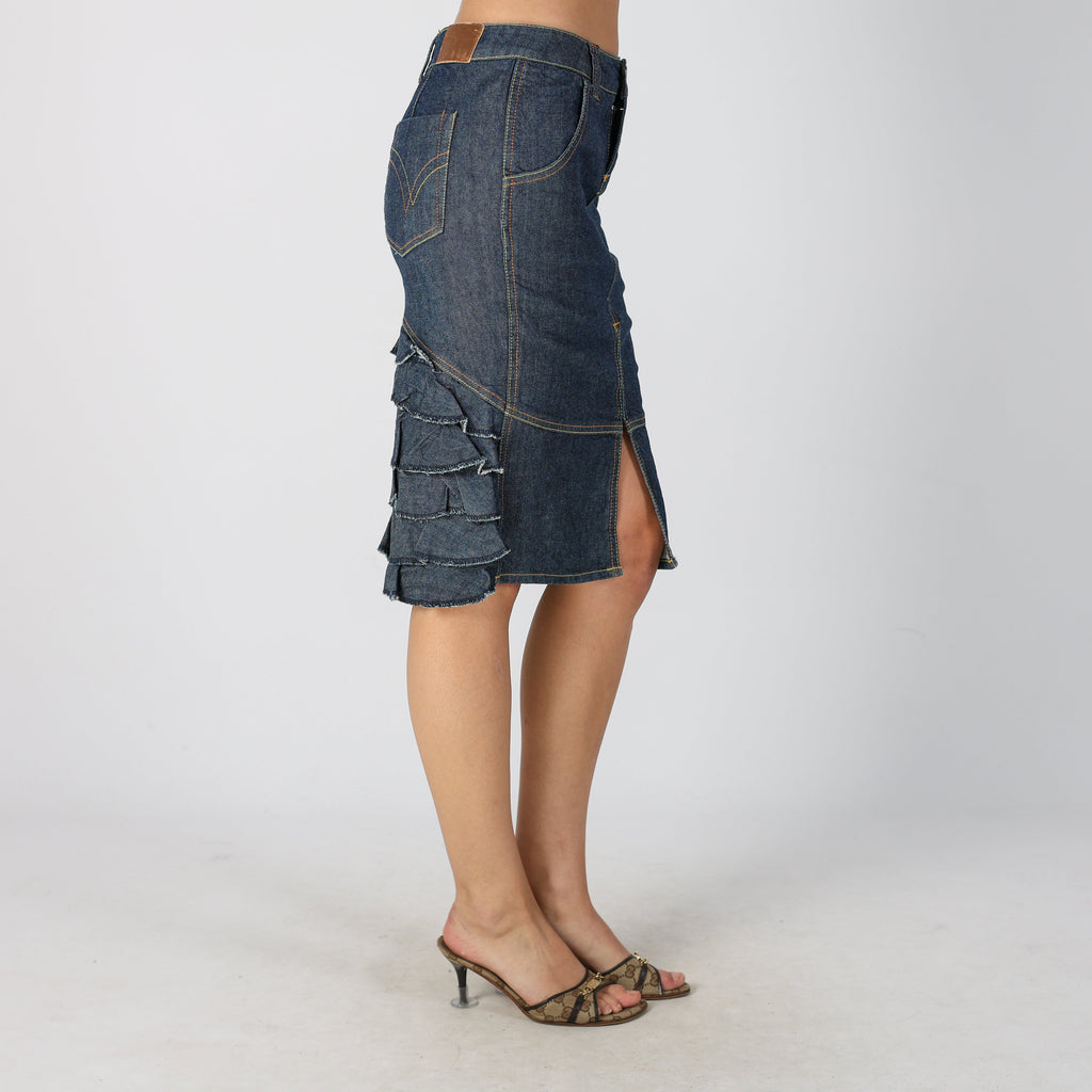 Blue Y2K Denim Midi Skirt (S)