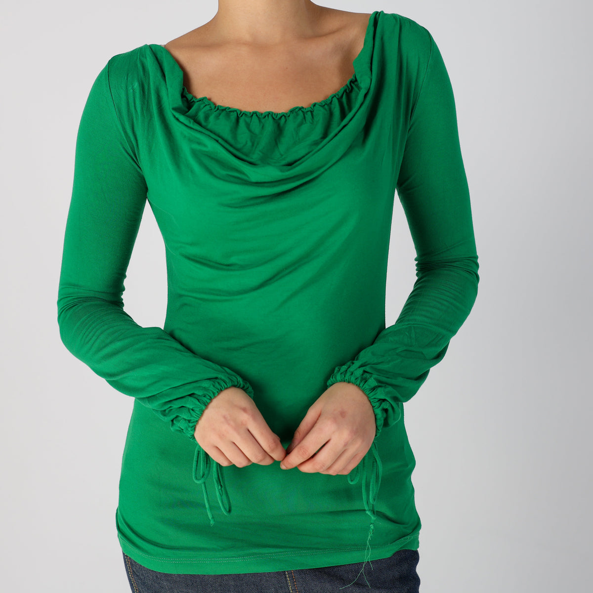 Dark Green Y2K Made in Italy Long Sleeve Top Lightening Bolt (S)