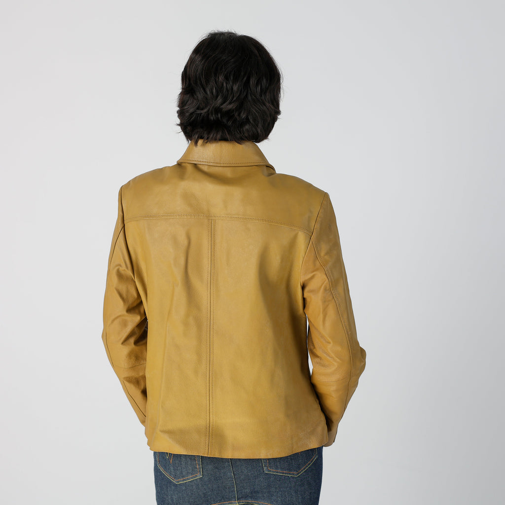 Tan Y2K Leather Jacket (M)