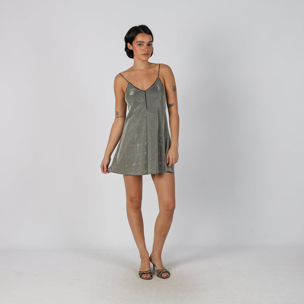 Silver Y2K Made in Italy Woven Mini Dress (XS)