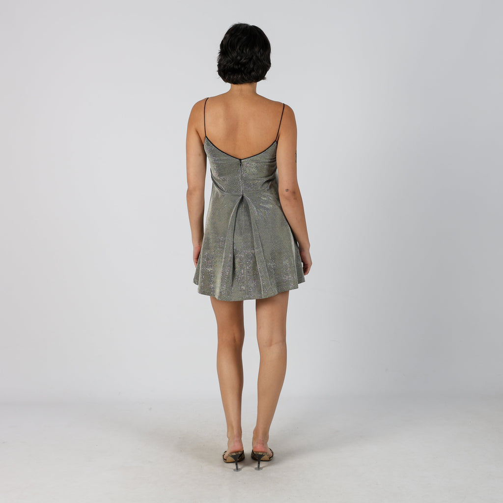 Silver Y2K Made in Italy Woven Mini Dress (XS)