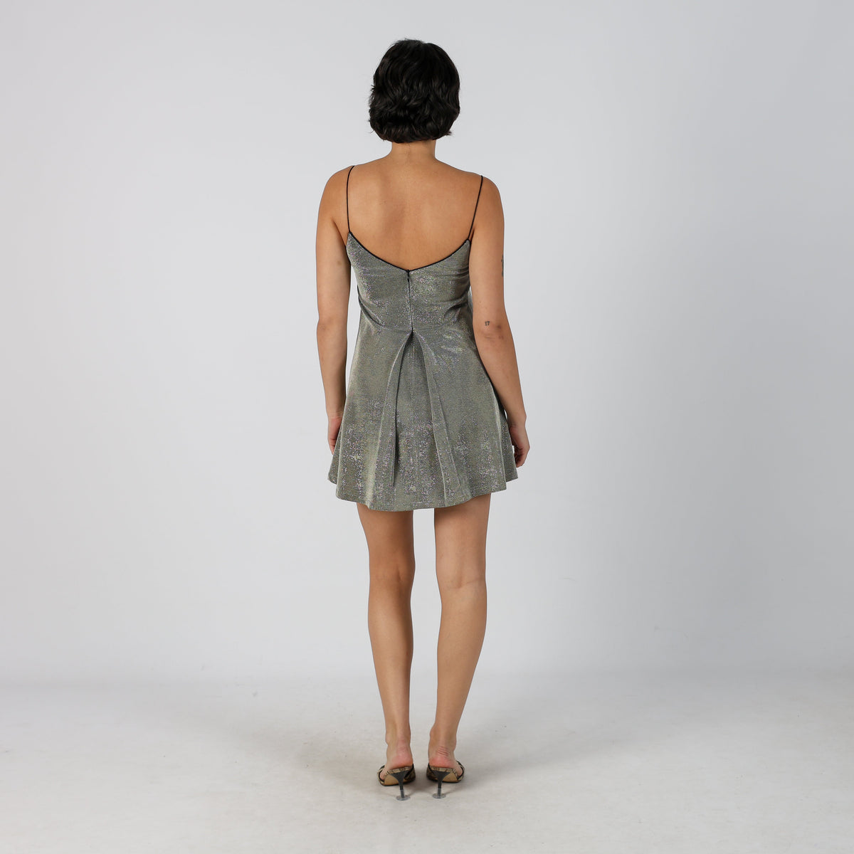 Silver Y2K Made in Italy Woven Mini Dress (XS)