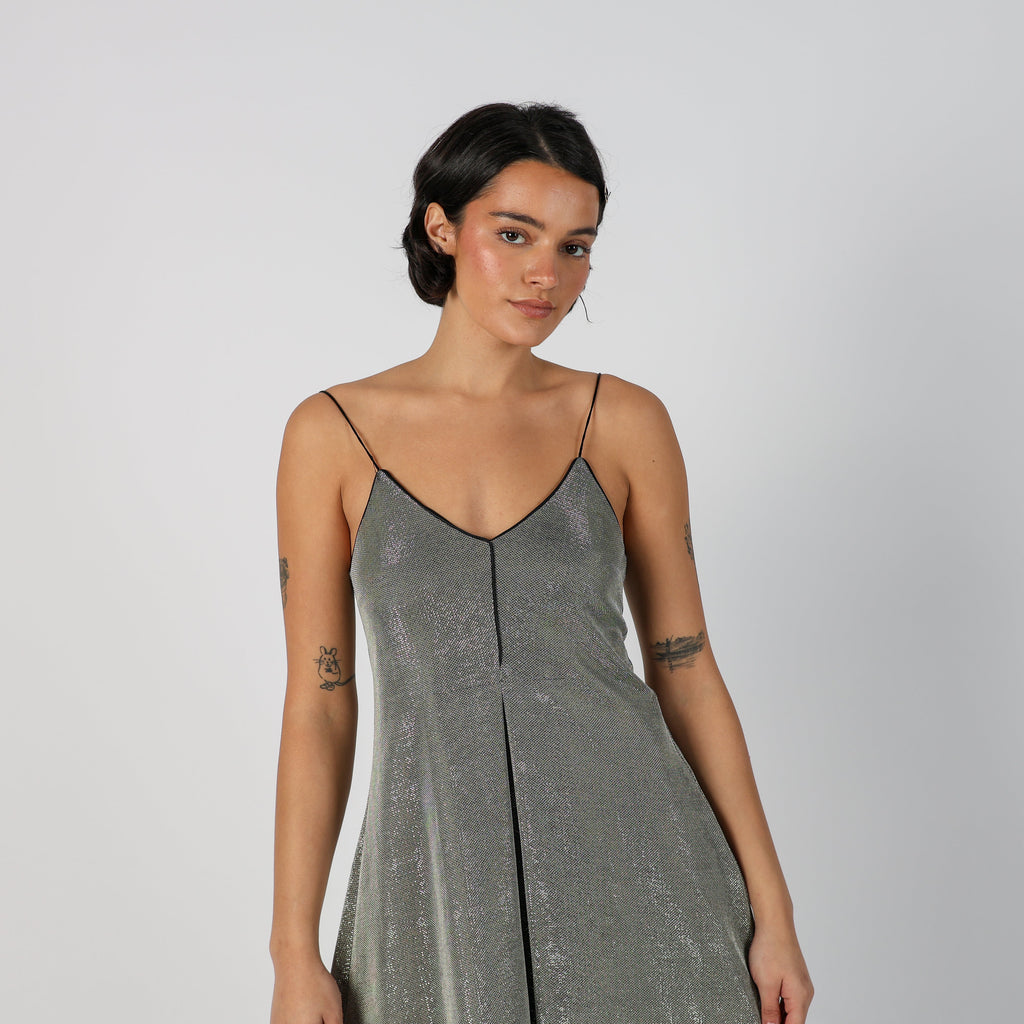 Silver Y2K Made in Italy Woven Mini Dress (XS)