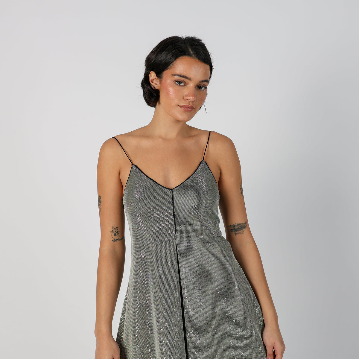 Silver Y2K Made in Italy Woven Mini Dress (XS)