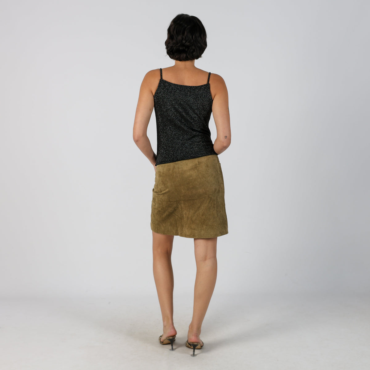 Tan Y2K Woven Mini Skirt (S)