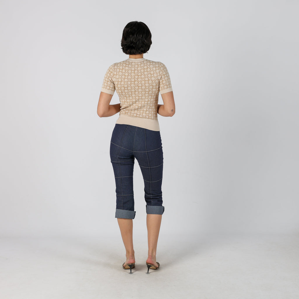 Blue Y2K Rainbow 3/4 Jeans (XS)
